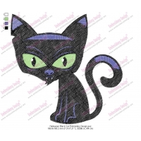 Halloween Black Cat Embroidery Design